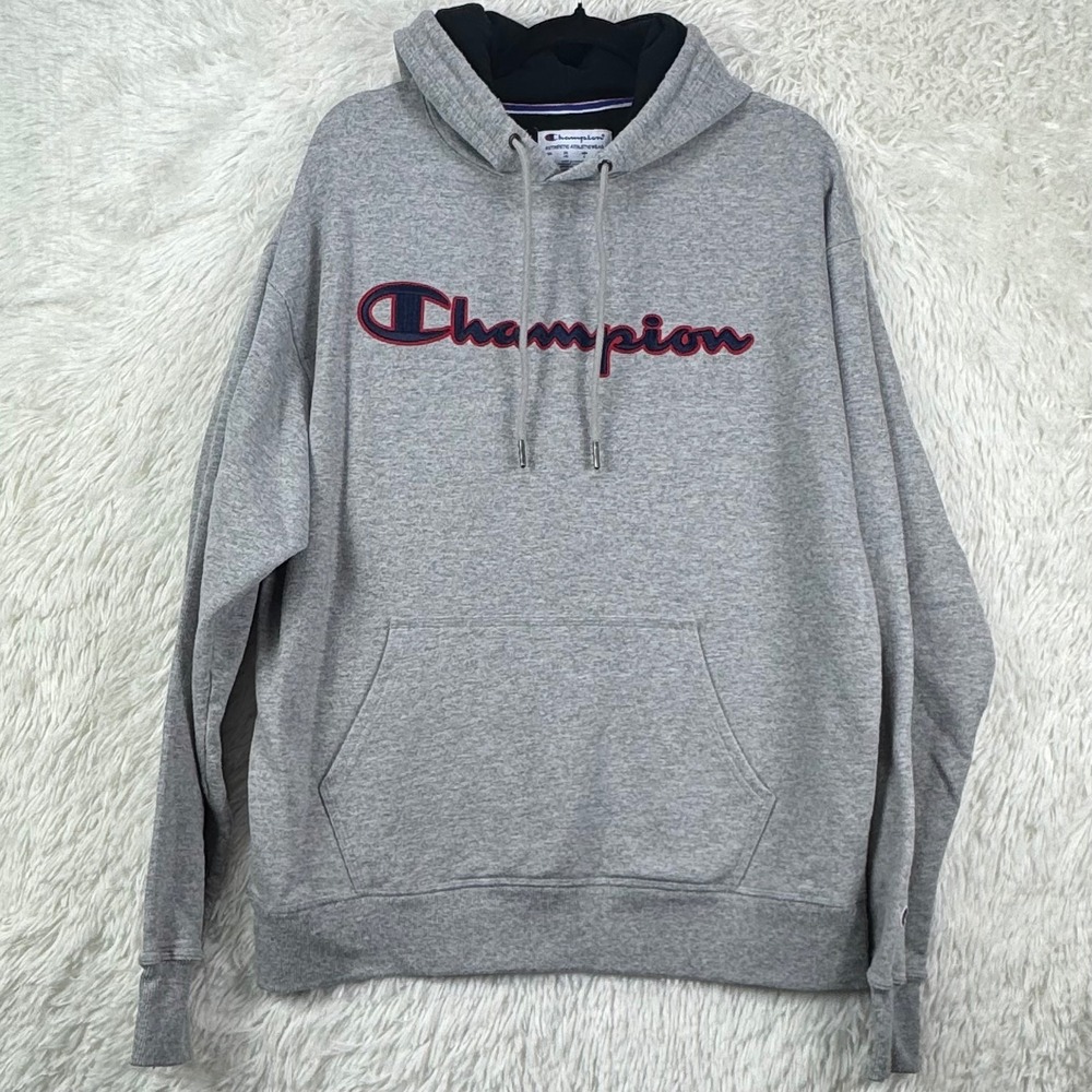 Champion Gray Embroidered Logo Hoodie Men's L Woman's XL